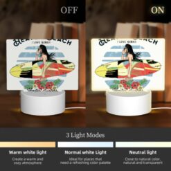 Rectangular Acrylic Night Light, A Woman With A Surfboard In The Ocean. -Acrylic Night Light Shop 00292308e4d5ac26e92b957e9de2afcd8f1c1330
