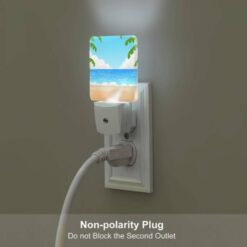 Night Light Set Of 2, A Cartoon Beach Scene With A Blue Ocean And Palm Trees. -Acrylic Night Light Shop 008433a89409c704406ef0b7cf7157a23426fad5