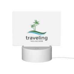 Rectangular Acrylic Night Light, A Logo For Traveling With A Palm Tree In The Background. -Acrylic Night Light Shop 01229149c7c38be051f083c3e05153bc1176a306