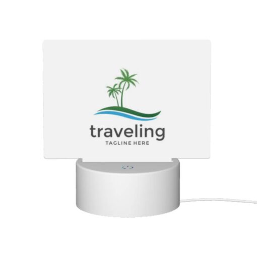 Rectangular Acrylic Night Light, A Logo For Traveling With A Palm Tree In The Background. -Acrylic Night Light Shop 01229149c7c38be051f083c3e05153bc1176a306