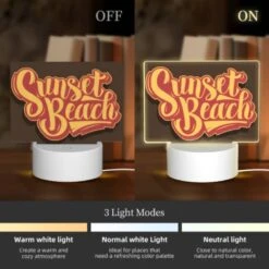 Rectangular Acrylic Night Light, A Sunset Beach Sign With Yellow Letters. -Acrylic Night Light Shop 01d0725e2de9fbfdedf220fc7e02e9ca363f3060