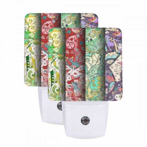 Night Light Set Of 2, Four Different Colored Papers With Designs On Them. -Acrylic Night Light Shop 0262e989003e0950593a962eb5a912263bdfa00a