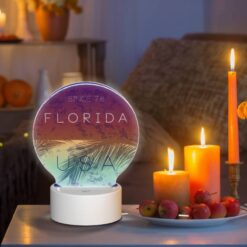 Round Acrylic Night Light, A Blue And Purple Circle With The Words "Florida USA" Written In White. -Acrylic Night Light Shop 02688eee7201b45f124a55c0f256505983508796