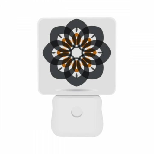 Night Light Set Of 2, A Black And White Flower With Orange And White Accents. -Acrylic Night Light Shop 03136b1599f0fbfea7150c726dfb41368d55dcb4