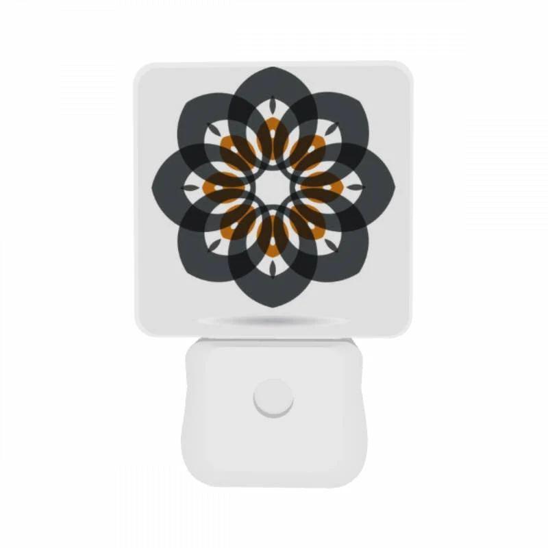 Night Light Set of 2, A black and white flower with orange and white accents. Night Light Set Of 2, A Black And White Flower With Orange And White Accents. -Acrylic Night Light Shop 03136b1599f0fbfea7150c726dfb41368d55dcb4
