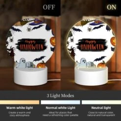 Round Acrylic Night Light, A Colorful Halloween Poster With A Spider -Acrylic Night Light Shop 0338a26088c700843233d341e9e3968a3d0e6a65
