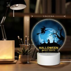 Round Acrylic Night Light, A Witch Flies Over A Halloween Night Party. -Acrylic Night Light Shop 034249bf12aaed43498eb6c49cf5ff0d2090d5a6