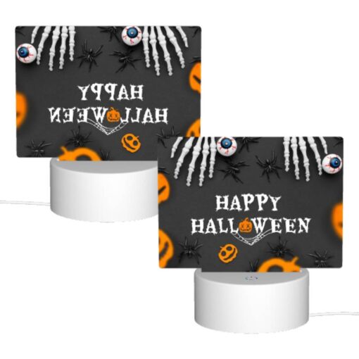 Rectangular Acrylic Night Light, A Halloween Poster With A Spider Web And Skeletons. -Acrylic Night Light Shop 0361524ea171984c0a7455f9e927e35ad9f16c83