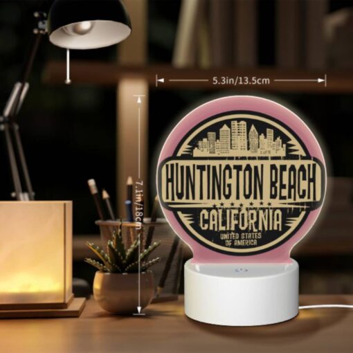 Round Acrylic Night Light, A Sign For Huntington Beach -Acrylic Night Light Shop 038a2c1a7fc58981ebe0b1a8a60a1998e40c4f93