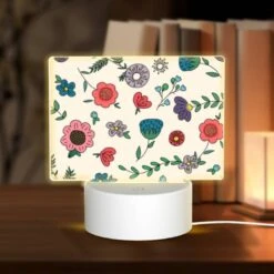 Rectangular Acrylic Night Light, A Colorful Floral Pattern With Pink