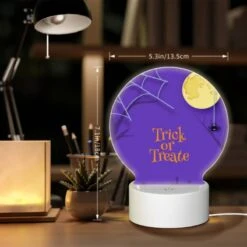 Round Acrylic Night Light, A Spooky Halloween Scene With A Spider Hanging From A Tree And A Full Moon In The Background. -Acrylic Night Light Shop 048e0e0bc9f58efb61412b2e393fa357cd7b1da4