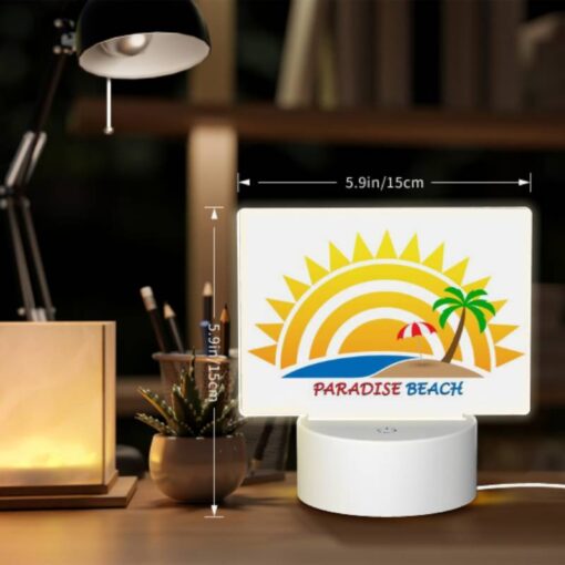 Rectangular Acrylic Night Light, A Sunny Beach With A Palm Tree And A Red Umbrella. -Acrylic Night Light Shop 049abf366d6724cd8e371c61cbf4296082d1f576