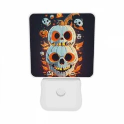 Night Light Set Of 2, A Colorful Pumpkin With A Skeleton Face And A Knife In Its Head. 7 Night Light Set Of 2, A Colorful Pumpkin With A Skeleton Face And A Knife In Its Head. -Acrylic Night Light Shop 04b7b3b8187a329d0f351363a2b149679a0d5ae2
