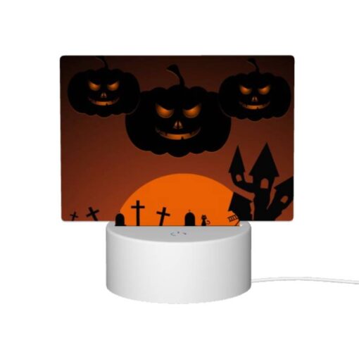 Rectangular Acrylic Night Light, A Halloween Scene With Three Pumpkins And A Tree. -Acrylic Night Light Shop 04cd9da93c5631dc8257e3057c06cd2da222a035