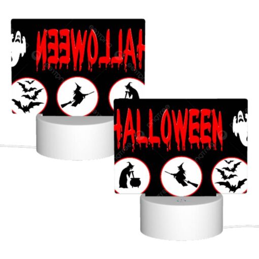 Rectangular Acrylic Night Light, A Halloween Sign With Four Different Images Of Witches And Bats. -Acrylic Night Light Shop 04ce0cd92772d8da74bb94393e11ea324df874f8