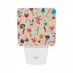 Night Light Set Of 2, A Colorful Floral Pattern With A Variety Of Flowers And Leaves. -Acrylic Night Light Shop 050973707916b919848f5e65e5dce0bc03e5826f