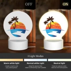 Round Acrylic Night Light, A Sunset With A Beach And Palm Trees. 2 Round Acrylic Night Light, A Sunset With A Beach And Palm Trees. -Acrylic Night Light Shop 0577fa3c4e7b965d91532bbd972dd903aedfe39f