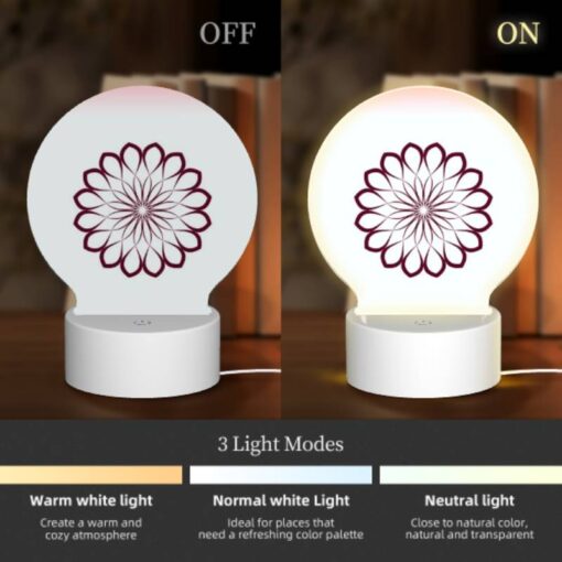 Round Acrylic Night Light, A Purple Flower With A White Center. -Acrylic Night Light Shop 05cdbb056cc1f0ea8b6800d2342a84018eab5f79