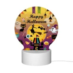 Round Acrylic Night Light, A Colorful Poster With Halloween Decorations And A Witch On A Broom. 9 Round Acrylic Night Light, A Colorful Poster With Halloween Decorations And A Witch On A Broom. -Acrylic Night Light Shop 06484e9b833529947092a4061ae86382d508b4cb