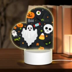 Love Acrylic Night Light, A Cartoon Of A Ghost With A Banner That Says "boo".