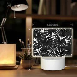 Rectangular Acrylic Night Light, A Black And White Photo Of A Leafy Plant. -Acrylic Night Light Shop 06c406f1cc9ae5f7fe0004db5c0fab8e0a508bb8