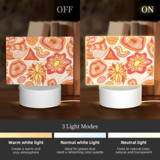Rectangular Acrylic Night Light, A Colorful Pattern Of Flowers And Other Shapes. -Acrylic Night Light Shop 071c59bbe348642101afeebd63b9b19805553517