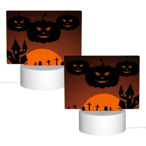 Rectangular Acrylic Night Light, A Halloween Scene With Three Pumpkins And A Tree. -Acrylic Night Light Shop 0791533ed9e2bbfd21bfac489b4ab05e981ec733