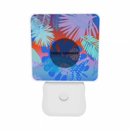 Night Light Set Of 2, A Colorful Image Of Palm Trees And A Blue Circle With The Words "Enjoy Summer" Written On It. -Acrylic Night Light Shop 08758282d3c5c506b4bfe841708035d1a0fc8929