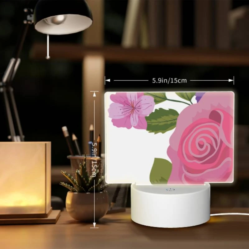 Rectangular Acrylic Night Light, A pink rose with a yellow center and purple petals. Rectangular Acrylic Night Light, A Pink Rose With A Yellow Center And Purple Petals. -Acrylic Night Light Shop 089233f0b5e8d697848da01517dae6bfbefb1c2f
