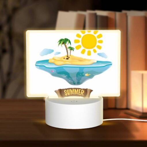 Rectangular Acrylic Night Light, A Cartoon Of A Tropical Island With A Sun And Palm Trees. -Acrylic Night Light Shop 08c29e477e96fcb73f3f13de03d95952a72471f7
