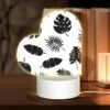 Love Acrylic Night Light, A Pattern Of Leaves In Black And White.