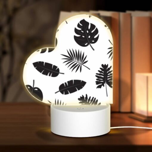 Love Acrylic Night Light, A Pattern Of Leaves In Black And White. -Acrylic Night Light Shop 09309f922f9ce23970b018ee5bd20a6cc79396ad