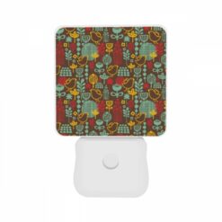 Night Light Set Of 2, A Pattern Of Birds And Flowers On A Brown Background. -Acrylic Night Light Shop 098a2f386c38133960a8fa2730d5ec0954d17320