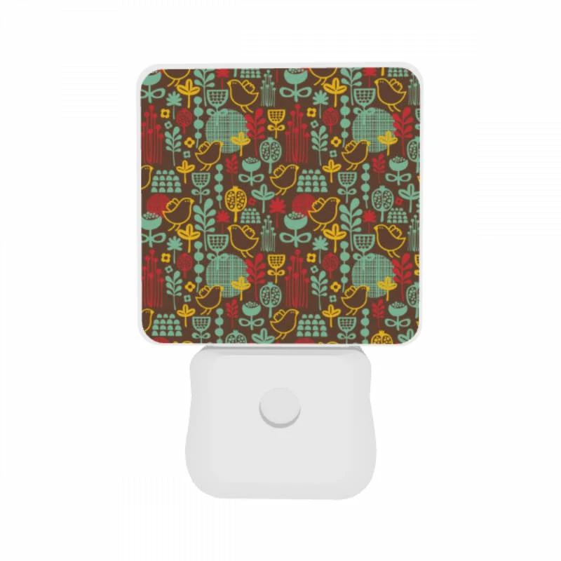 Night Light Set of 2, A pattern of birds and flowers on a brown background. Night Light Set Of 2, A Pattern Of Birds And Flowers On A Brown Background. -Acrylic Night Light Shop 098a2f386c38133960a8fa2730d5ec0954d17320