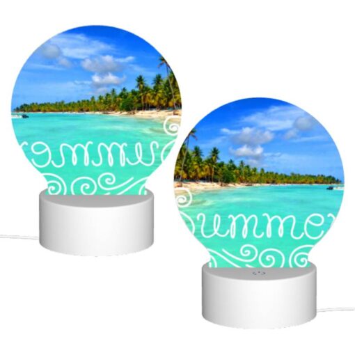 Round Acrylic Night Light, A Beautiful Beach Scene With A Blue Ocean And Palm Trees. -Acrylic Night Light Shop 09b261944d3f573a638cf1d1f6ed2ef34c748e31