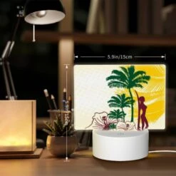Rectangular Acrylic Night Light, A Woman Is Standing In Front Of A Palm Tree. -Acrylic Night Light Shop 0a7fa8f65188b524f356320453308073ba1ad690
