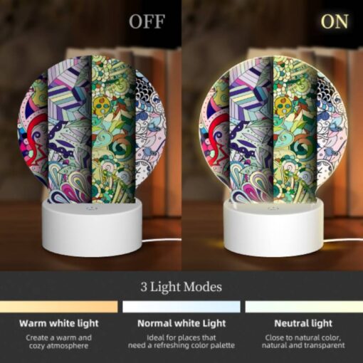 Round Acrylic Night Light, Four Colorful Designs Are Displayed In A Row. -Acrylic Night Light Shop 0a99021378e60d50ed73089a763c2bc6c4b7e170