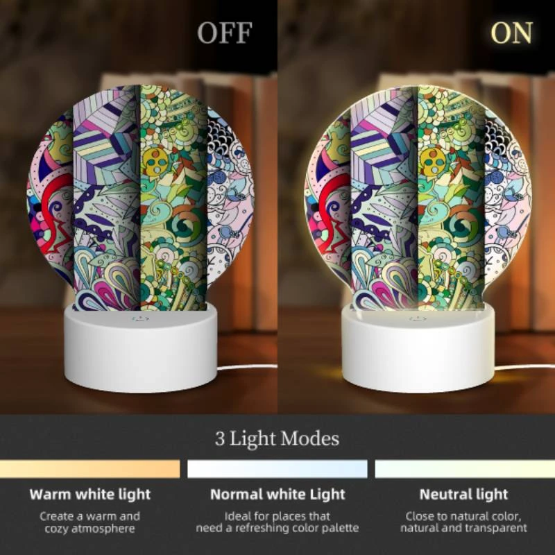 Round Acrylic Night Light, Four colorful designs are displayed in a row. Round Acrylic Night Light, Four Colorful Designs Are Displayed In A Row. -Acrylic Night Light Shop 0a99021378e60d50ed73089a763c2bc6c4b7e170