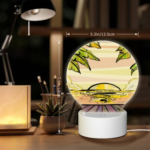 Round Acrylic Night Light, A Sunset With A Beach And Palm Trees In The Background. -Acrylic Night Light Shop 0ab99bb8c33f12e97612dc9fb6775a7c30754578
