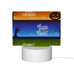 Rectangular Acrylic Night Light, A Colorful Halloween Banner With The Words "Happy Halloween" And "Trick Or Treat" Written On It. -Acrylic Night Light Shop 0b1eba60eec2d849dd4ae777143129eace66353c