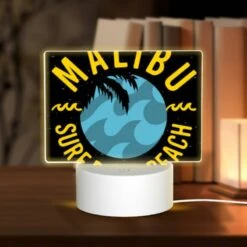 Rectangular Acrylic Night Light, A Logo For Malibu Surf Rider Beach.
