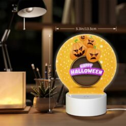 Round Acrylic Night Light, A Round Sign With A Bunch Of Pumpkins On It That Says "Happy Halloween". -Acrylic Night Light Shop 0bf4929d084eddc44951df9607d3aecf16268db0