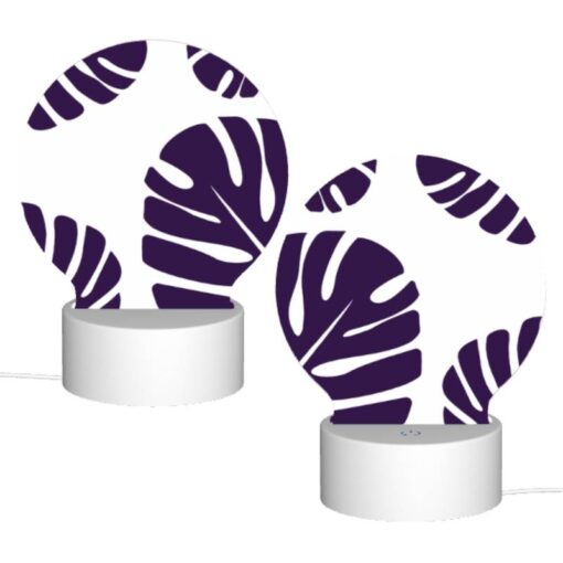 Round Acrylic Night Light, A Pattern Of Leaves On A White Background. -Acrylic Night Light Shop 0c1f5a6a7ed925ddca9f147cfca89c532b3c3541