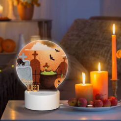 Round Acrylic Night Light, A Halloween Poster With A Cat -Acrylic Night Light Shop 0cc53cb93d3139d8a4790e23672a042a07dfc60e