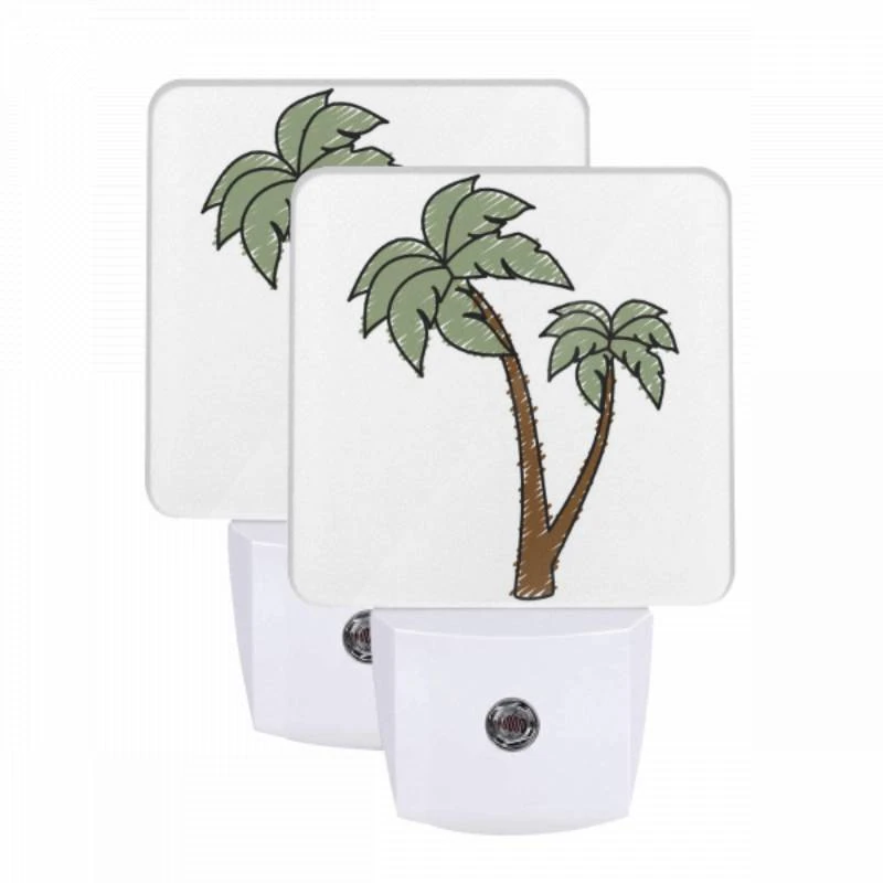Night Light Set of 2, A green and brown palm tree with a brown trunk. Night Light Set Of 2, A Green And Brown Palm Tree With A Brown Trunk. -Acrylic Night Light Shop 0d38fc1a9ba3f0f95fb84efb4c80e93b0d3b4e80