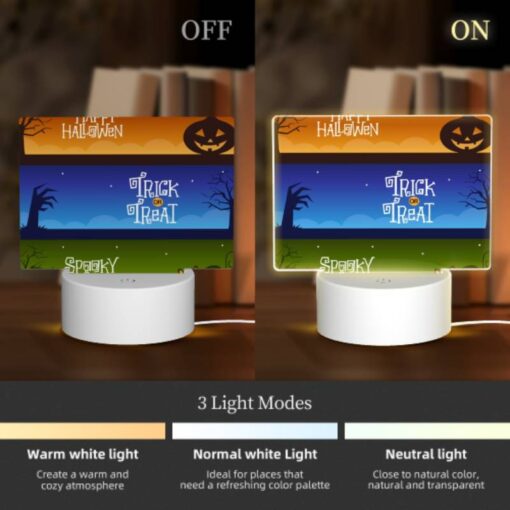 Rectangular Acrylic Night Light, A Colorful Halloween Banner With The Words "Happy Halloween" And "Trick Or Treat" Written On It. -Acrylic Night Light Shop 0d76344f7d57eae382af72257b7652ea0e9c2eb8