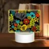 Rectangular Acrylic Night Light, A Colorful Flower Pattern With Yellow