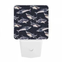 Night Light, A Pattern Of Sharks On A Blue Background. -Acrylic Night Light Shop 0db4d66a7c6197dc85430b5cc3ee2b705f8b6be0