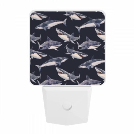 Night Light, A Pattern Of Sharks On A Blue Background. -Acrylic Night Light Shop 0db4d66a7c6197dc85430b5cc3ee2b705f8b6be0