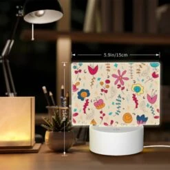 Rectangular Acrylic Night Light, A Colorful Floral Pattern With A Variety Of Flowers And Leaves. -Acrylic Night Light Shop 0dfe420ad93d7372f53d53d4752d9135a2f43d71